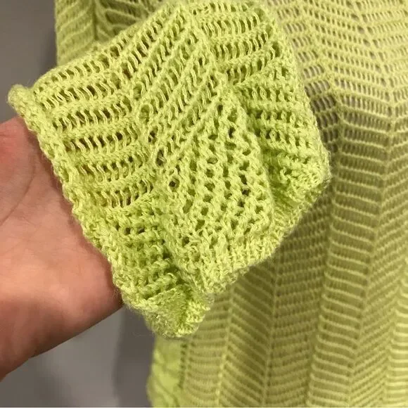 Chico’s lime color open knit sweater - Picture 5 of 12